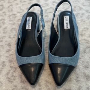 Steve Madden denim cap toe sling back